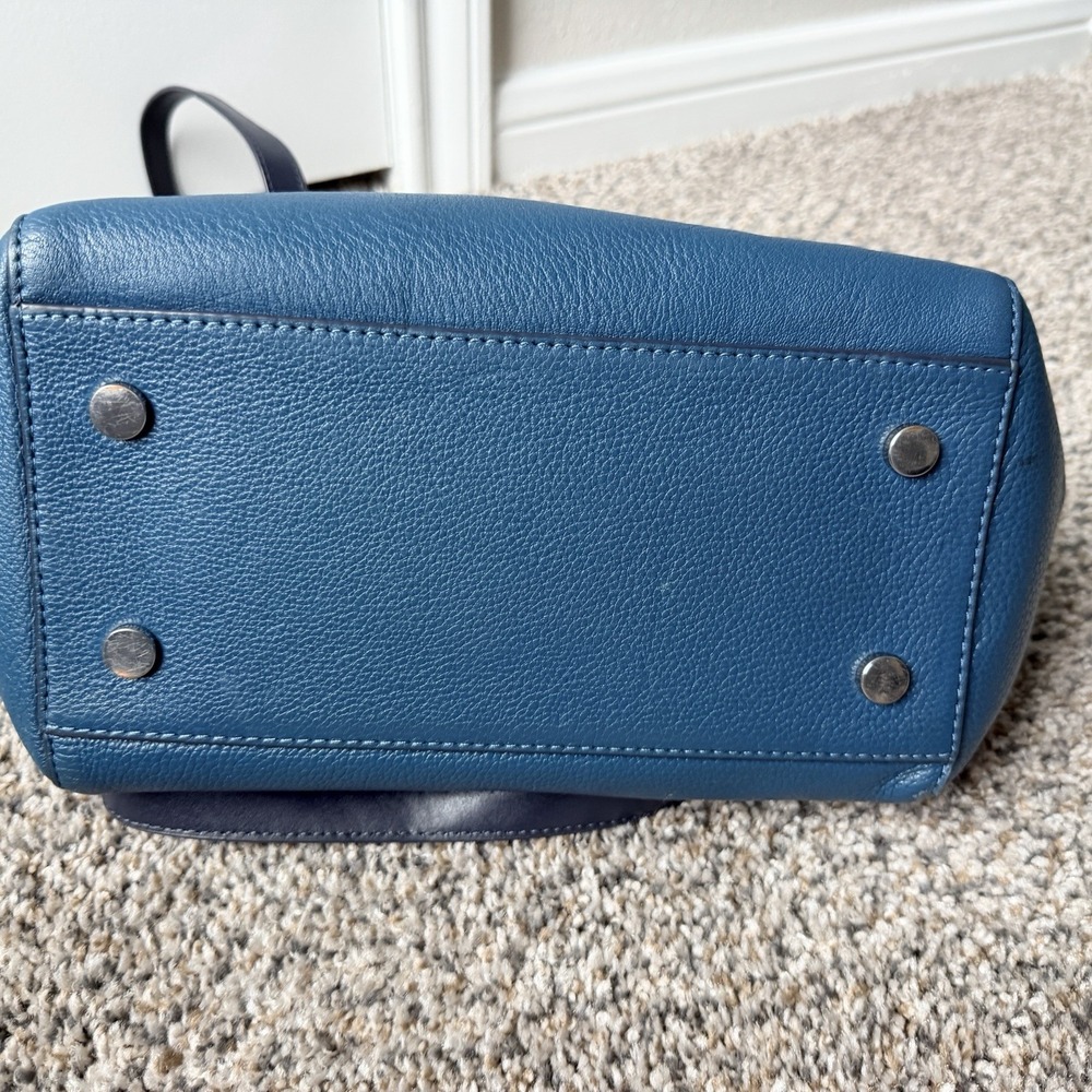 Michael Kors Whitney Teal Pebbled Leather Tote Bag Blue Silver Hardware Small - Picture 4 of 8